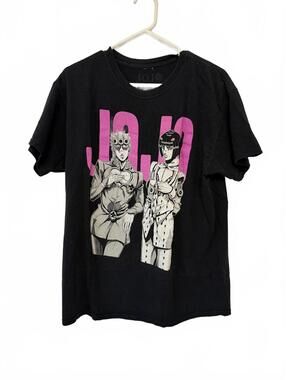 JoJo Bizarre Adventure Black Graphic T-Shirt with Anime Characters size Large